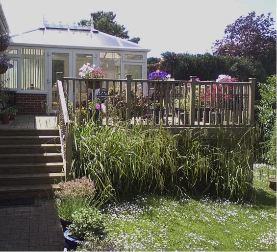 raised patio area